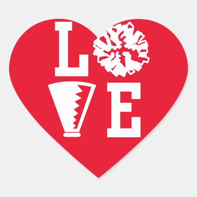 Red Cheerleaders Love Heart Heart Sticker (Front)