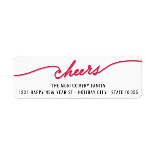 Red Cheers Calligraphy Script Holiday Adresse