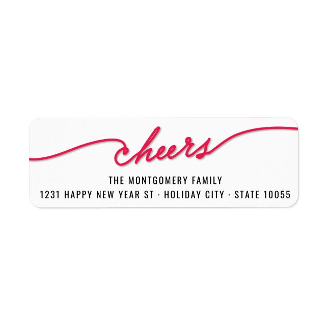 Red Cheers Calligraphy Script Holiday Adresse (Devant)