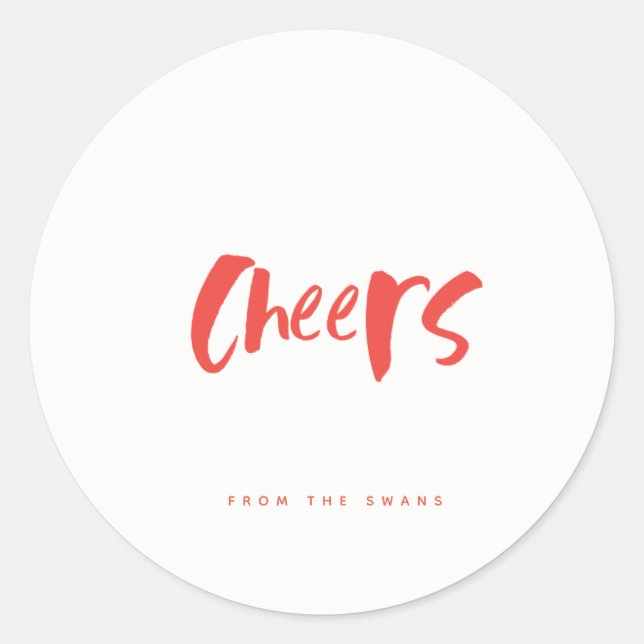 Red Cheers Gift Tag Sticker (Front)