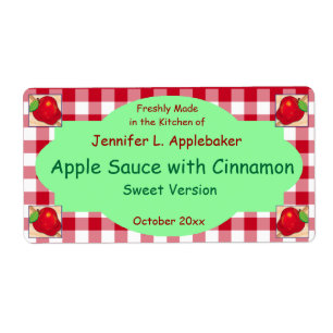 Red Chequerboard and Apple Canning Jar Label