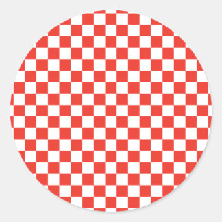 Red Chequerboard Classic Round Sticker