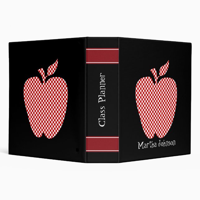 Red Chequered Apple Teacher's Class Planner Binder (Background)
