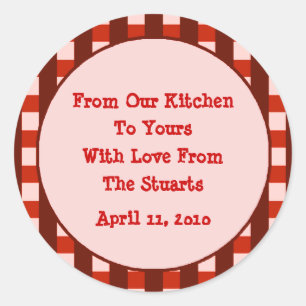 Red Chequered Border Canning Label Stickers