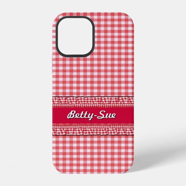 Red Chequered Case with Your Name (Back)