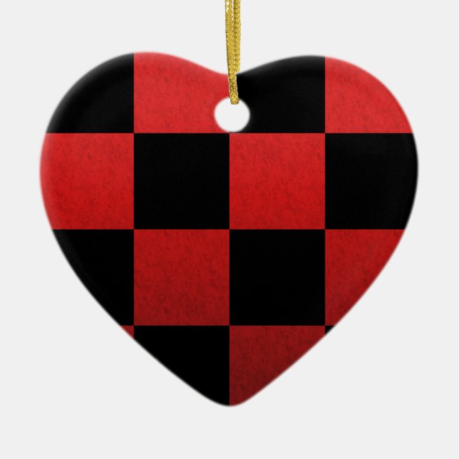 Red Chequered Ceramic Ornament (Front)
