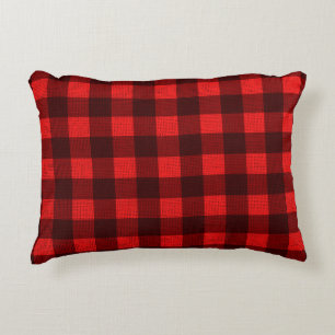 Red Chequered Fabric Background Texture Accent Pillow