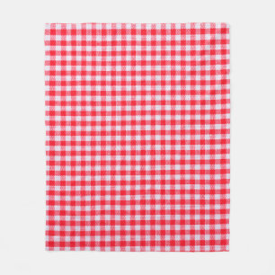 Red chequered fabric closeup , tablecloth texture fleece blanket