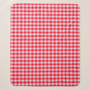 Red chequered fabric closeup , tablecloth texture sherpa blanket