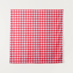 Red chequered fabric closeup , tablecloth texture tapestry