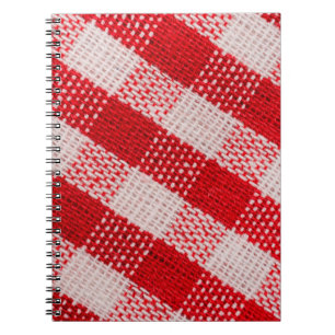 Red chequered fabric tablecloth pattern texture ba notebook