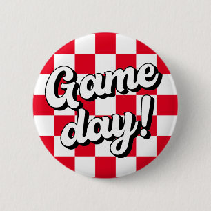 Red Chequered Game Day College Sorority 2 Inch Round Button