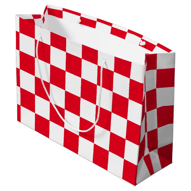 Red Chequered Large Gift Bag (Back Angled)