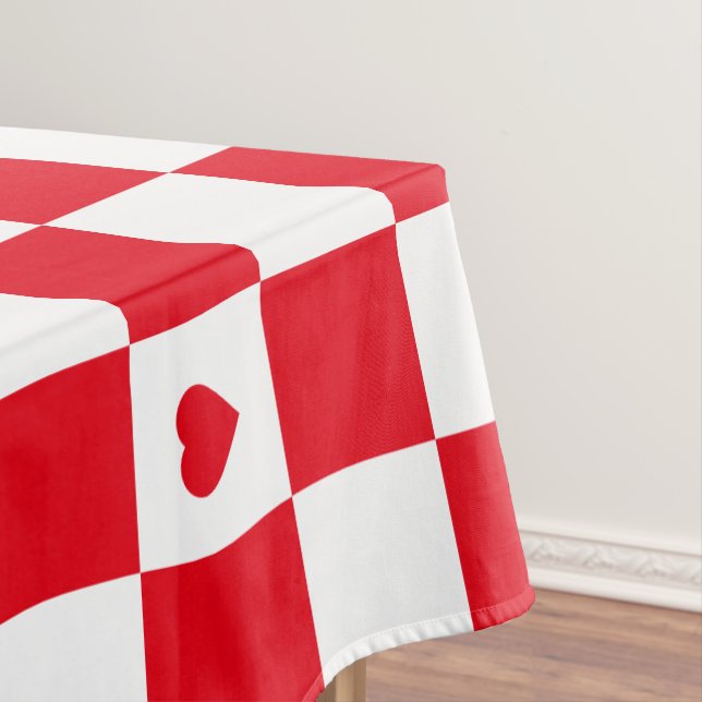 Red Chequered Pattern Background Tablecloth (In Situ)