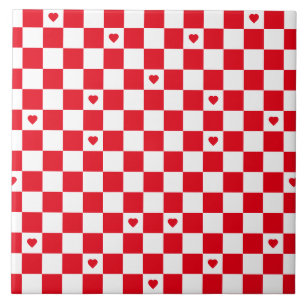 Red Chequered Pattern Background Tile