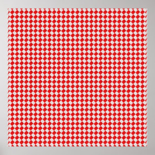 Red Chequered Picnic Tablecloth Background Poster