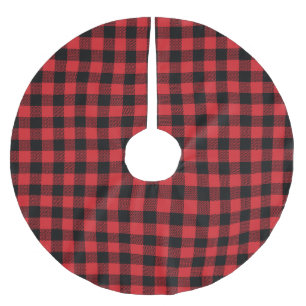 Red Chequered Plaid Check Mountain  Brushed Polyester Tree Skirt