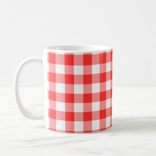 Red Chequered Square Seamless Pattern  Coffee Mug (Left)