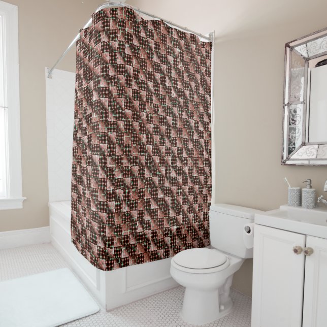 Red chequered squares subjected to weird mosaic (In Situ)