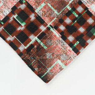Red chequered squares subjected to weird mosaic fleece blanket