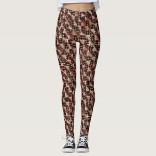 Red chequered squares subjected to weird mosaic leggings