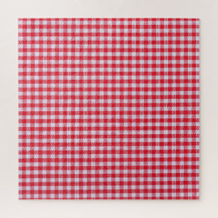 Red Chequered Tablecloth Close-Up. Jigsaw Puzzle