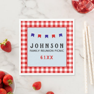 Red Chequered Tablecloth Summer Picnic Party Napkin
