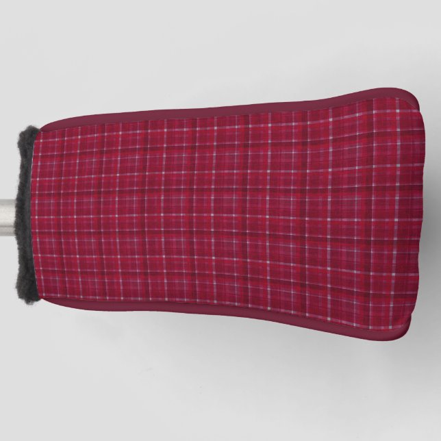 Red Chequered Tartan Golf Head Cover (Front)
