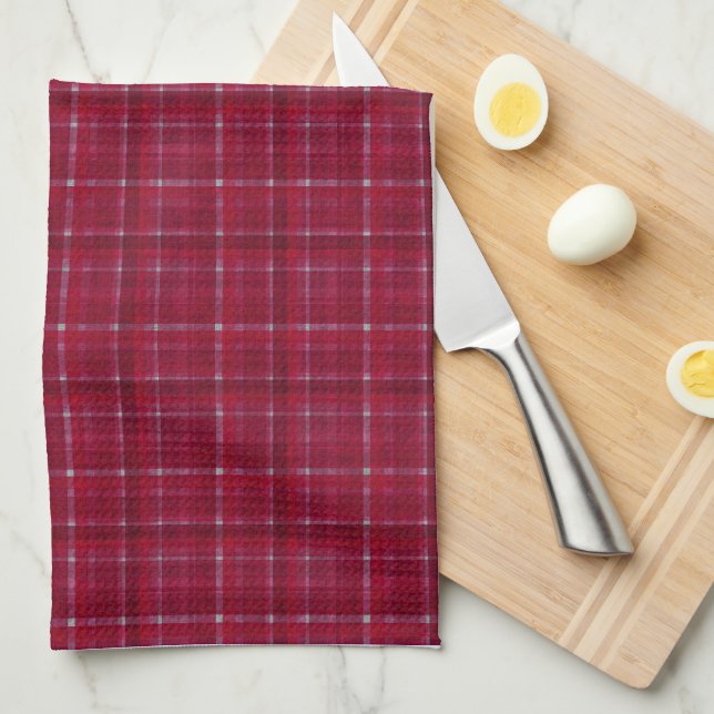 Red Chequered Tartan Kitchen Towel (Quarter Fold)