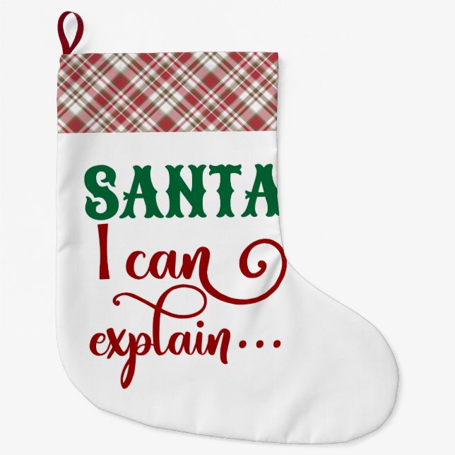 Red Chequered Trim Santa I Can Explain Stocking (Front)