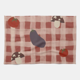 Red Chequered Vegetable Kitchen Towel
