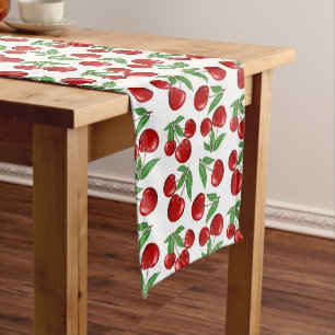 Red Cherries All Over Pattern Long Table Runner