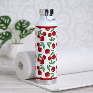 Red Cherries All Over Pattern Water Bottle