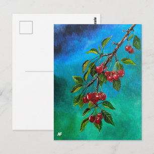Red Cherries at Summer Dawn Painting by Alfred Fox Postcard