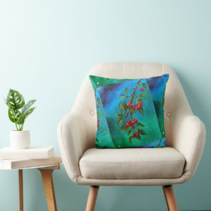 Red Cherries at Summer Dawn Painting by Alfred Fox Throw Pillow