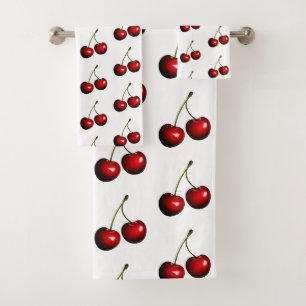 Red Cherries Bath Towel Set