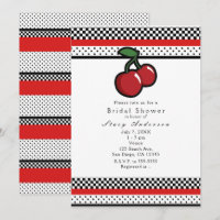 Red Cherries Black White & Red Invitations