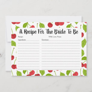 Red Cherries Bridal Shower Recipe Card