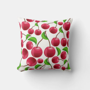 Red Cherries Cherry Print Throw Pillow