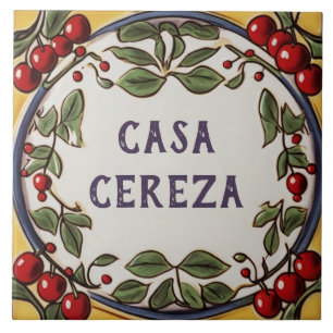 Red Cherries Custom House Name Plate Plaque Sign Tile