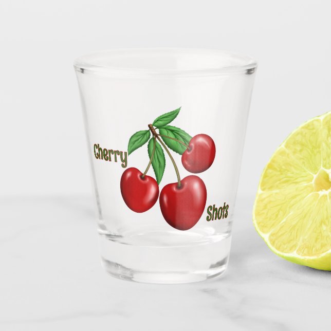 Red Cherries Design Personalized Shot Glass (Front)