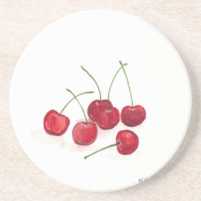Red cherries fruit coaster (Front)