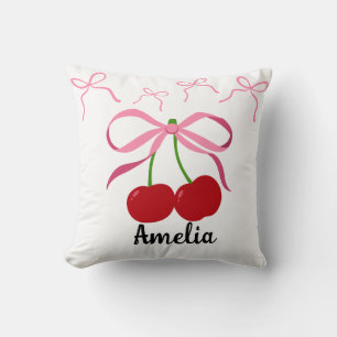 Red Cherries fruit pattern  Throw Pillow