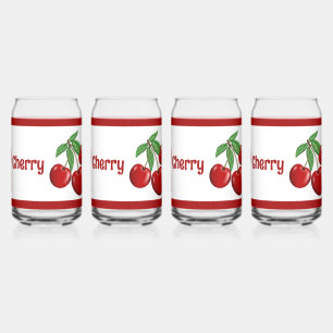 Red Cherries Fruit Personalized Can Glass