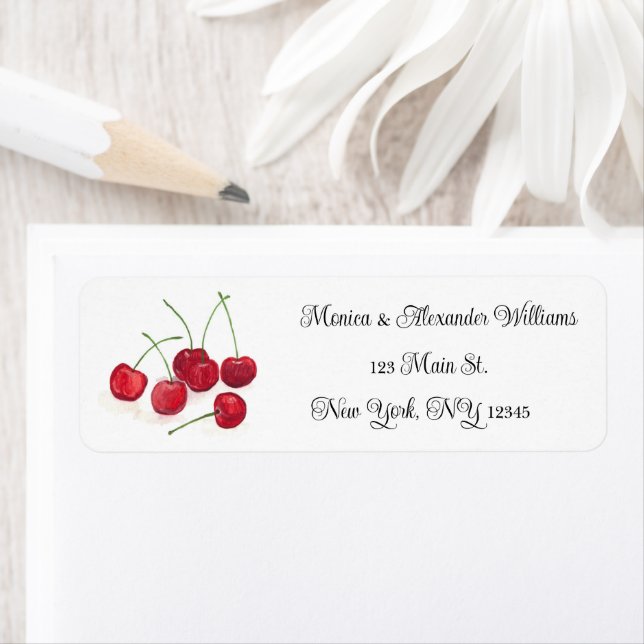 Red Cherries Fruits Retour Adresse Mariage (En situation)