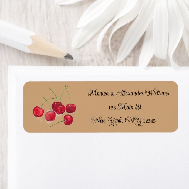 Red Cherries Fruits Return Address Wedding  (Insitu)