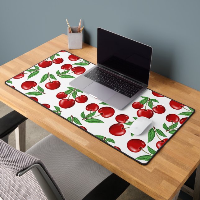 Red Cherries Graphic All Over Pattern Desk Mat (Office 2)
