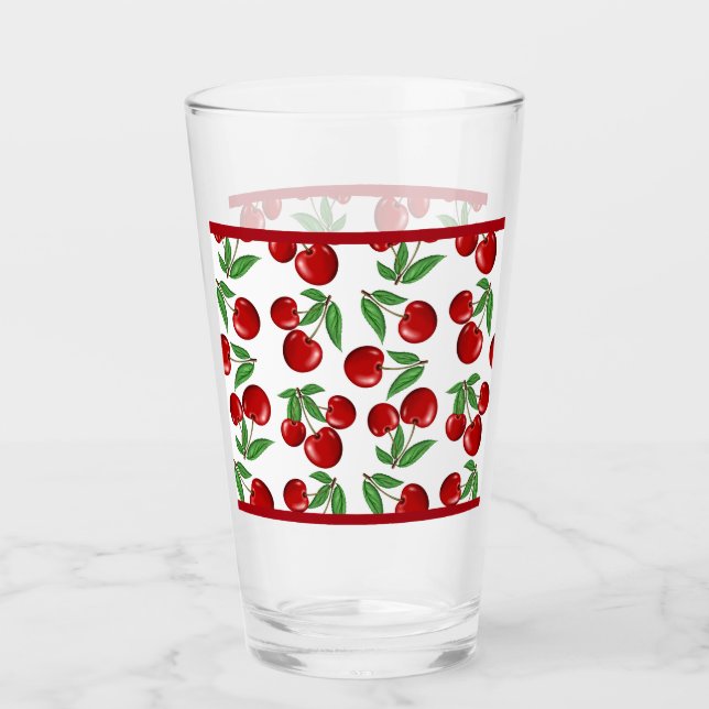 Red Cherries Graphic All Over Pattern Glass (Front)