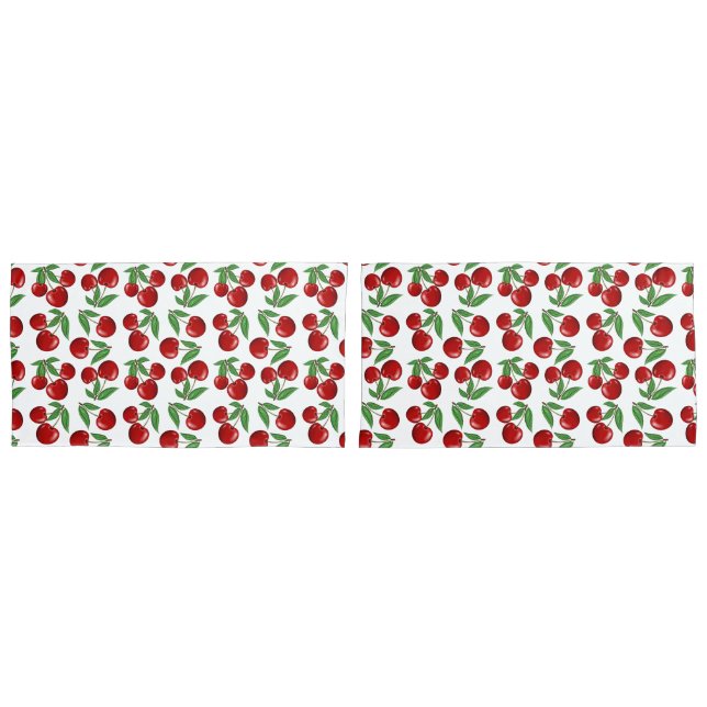 Red Cherries Graphic All Over Pattern Pillowcase (Front-Set)