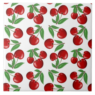 Red Cherries Graphic All Over Pattern Tile